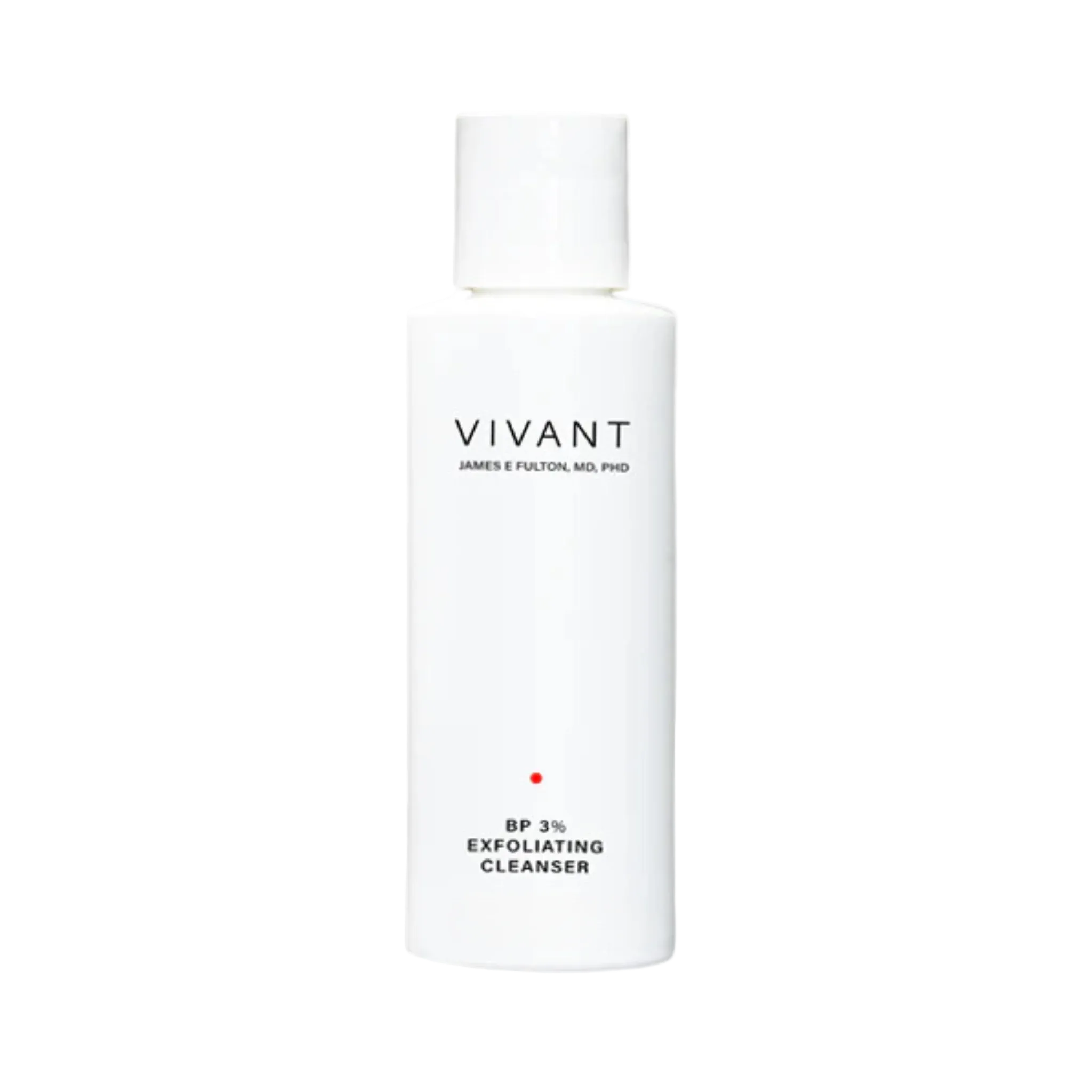 White bottle of Vivant BP 3% Exfoliating Cleanser