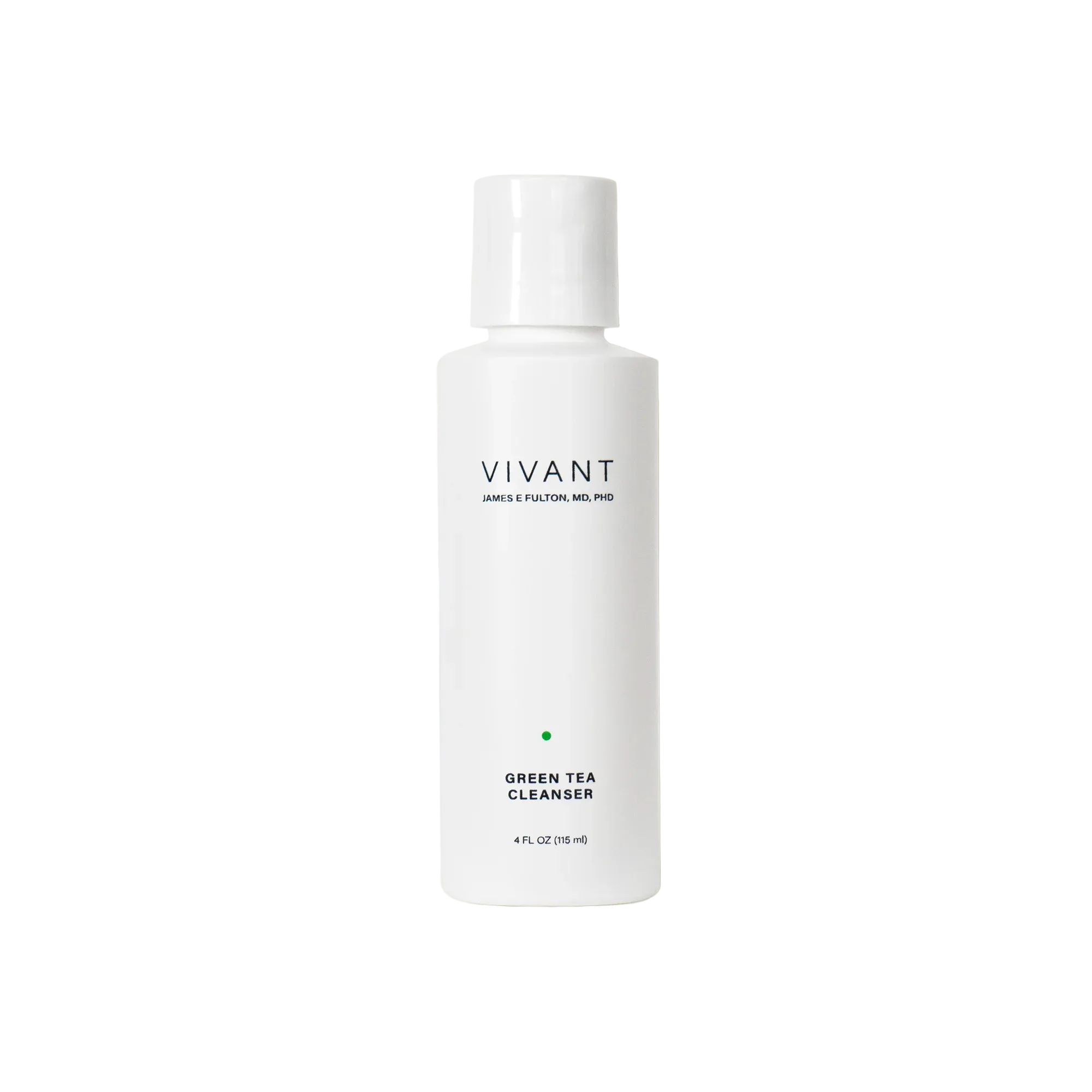 Vivant Green Tea Cleanser in a white bottle 